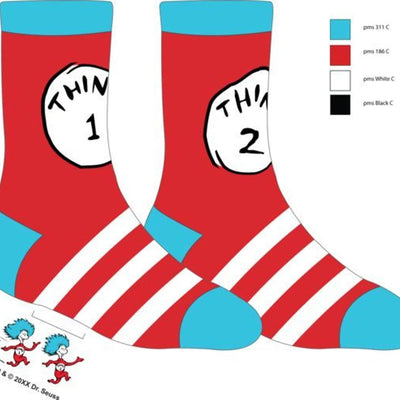 Chaussettes mi-mollet Le Chat Chapeau-Blanc Chose 1 et Chose 2
