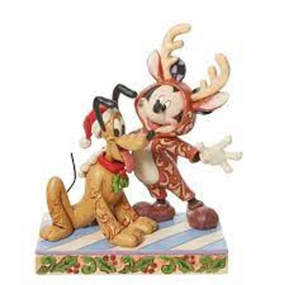 Mickey Mouse en renne avec Pluto Père Noël Jim Shore