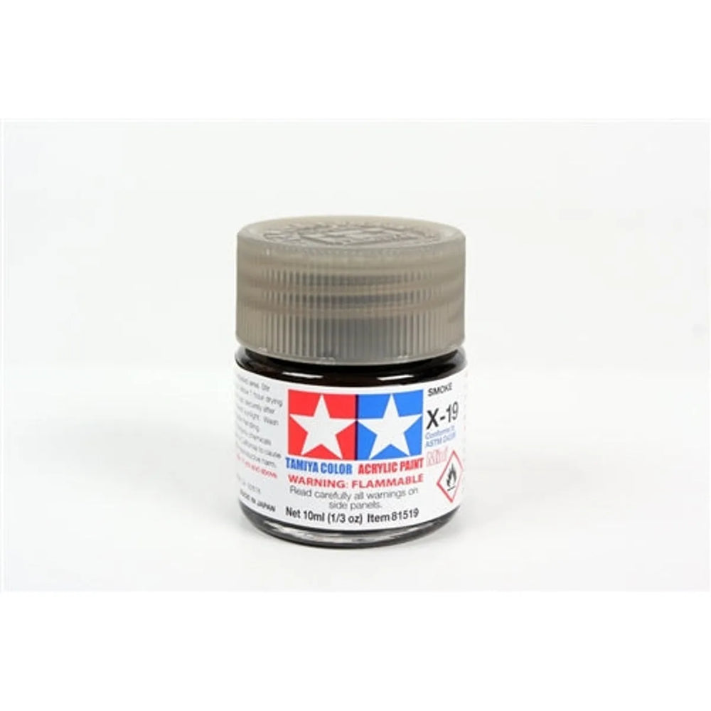 Tamiya Acrylic X-19 Smoke Mini Bottle 10mL (1/3oz)