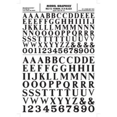 Woodland Scenics Model Graphics MG713 HO Dry Transfer Decals Roman RR Black NIB