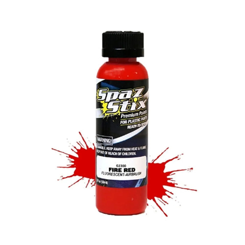 Peinture Spaz Stix 02300 Rouge Feu Fluorescente Prête pour Aérographe, Bouteille de 2 oz