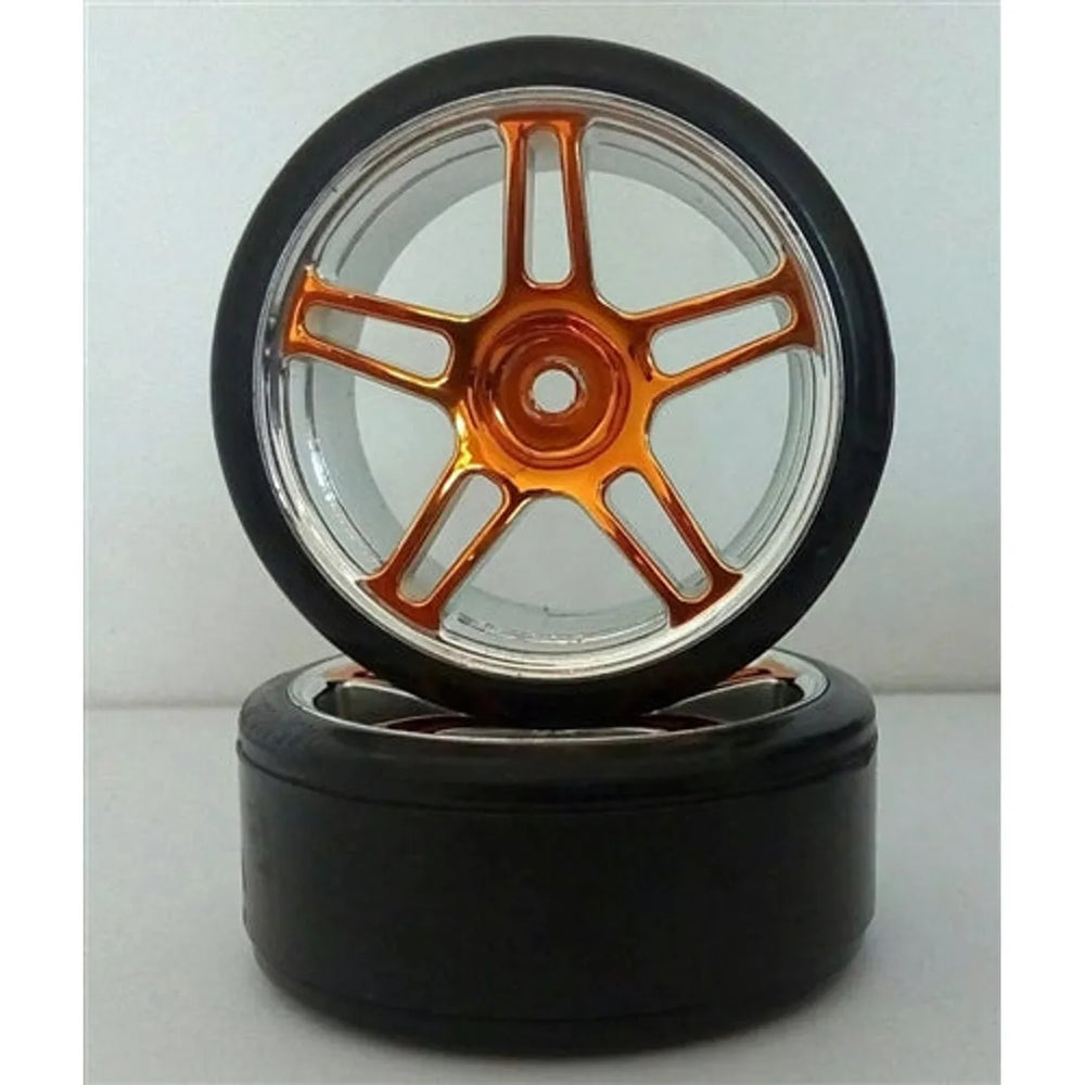 Pneu Himoto 112016 Drift Monté sur Route 1:10 (Orange / Chrome) NIB