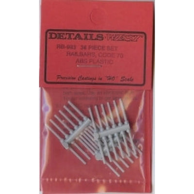 Details West RB-933 HO Code 70 Barres de rail 4 et 6 boulons Plastique ABS Paq. de 36 NIB