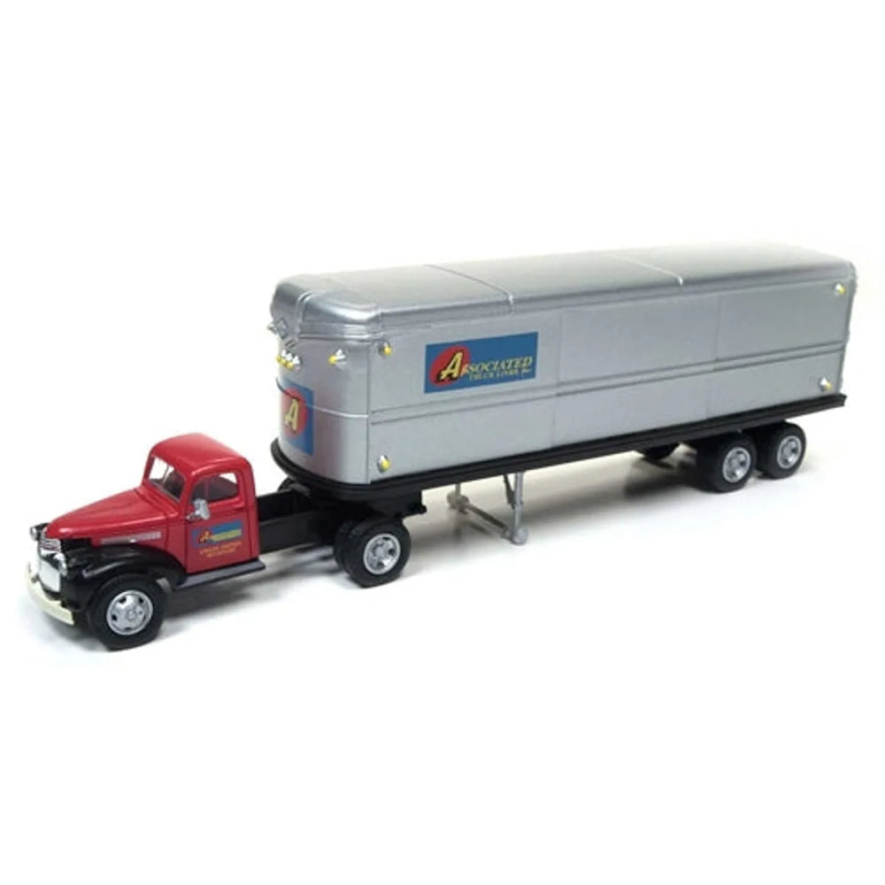 Classic Metal Works - Mini Metals 31172 HO 1941-1946 Chevrolet Tractor AeroVan Trailer Associated Truck Lines Red Silver Blue Black Assembled NIB
