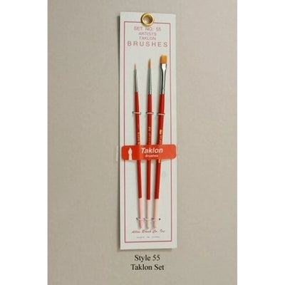 Atlas Brush Company No. 55 Artists Taklon Brushes Set of 3
