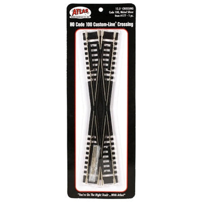Atlas 177 HO Code 100 Traverse Personnalisée 12-1/2 Degrés 9" 22.9cm Rail Argent Nickel Attaches Noires NIB