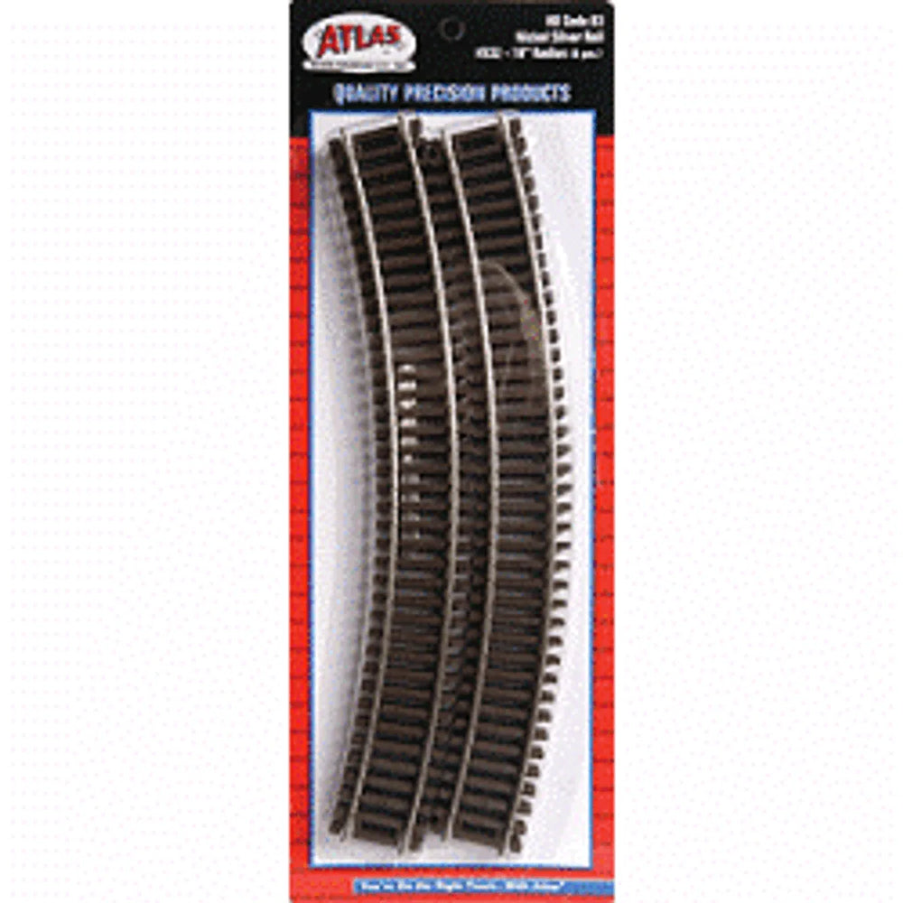 Atlas HO Code 83 Curved Snap Track 18" Radius Brown Ties Nickel Silver Pkg of 6