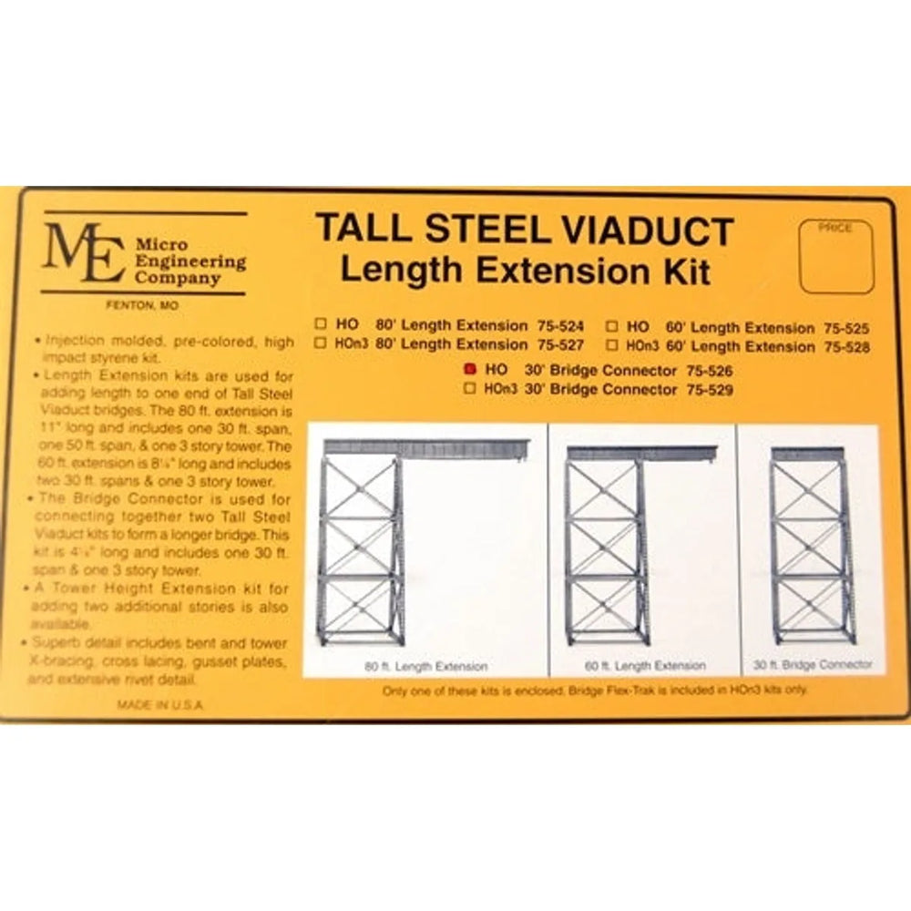 Micro Engineering 75-526 HO Viaduc en Acier de 30' de Longueur Connexion NIB