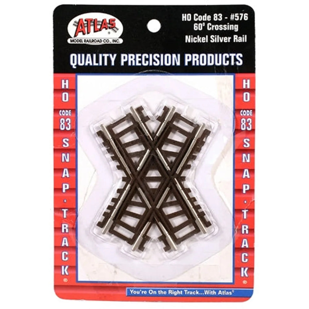 Atlas 576 HO Code 83 60 Degree Crossing Nickel Silver Brown Ties NIB