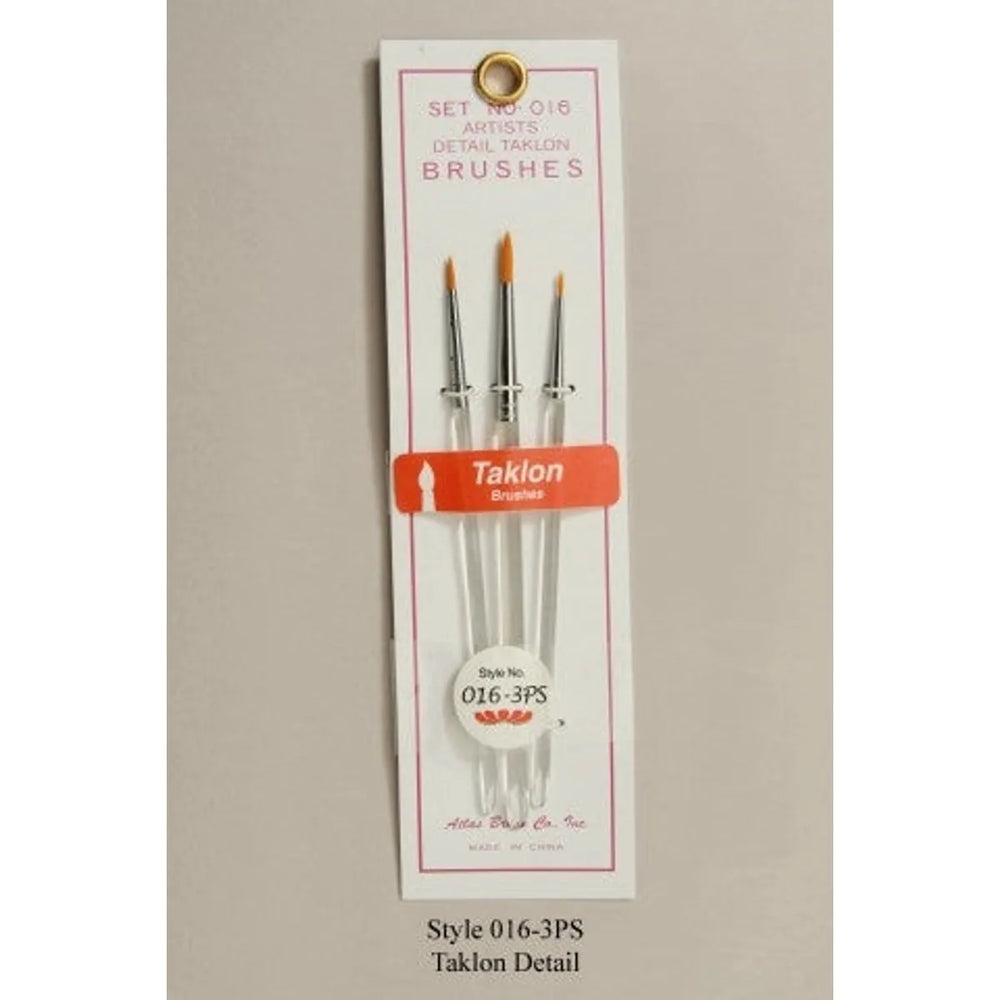 Atlas Brush Company No. 016 Detail Round Taklon Brushes Set of 3 (5/0, 0 & 2) NIB
