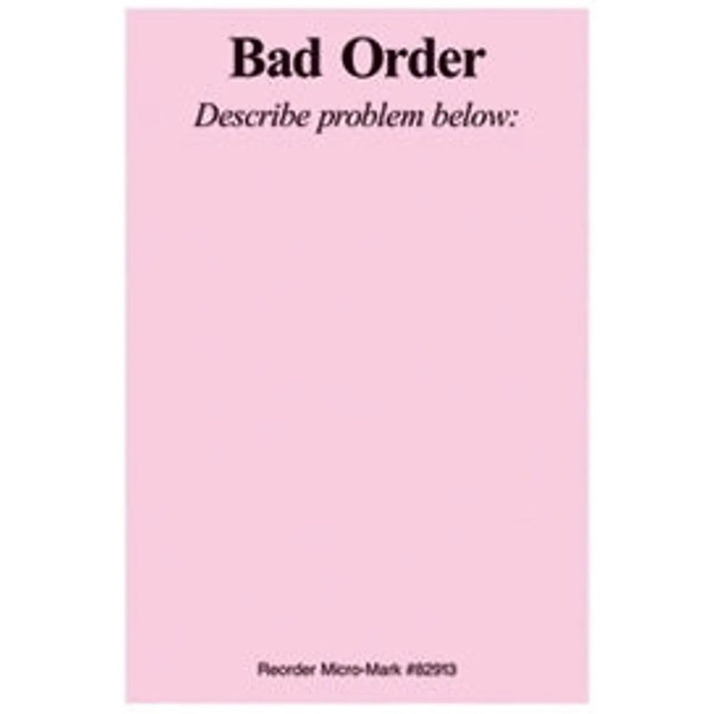 Micro-Mark 82913 Bad Order Slips Pad of 100 Pck of 2