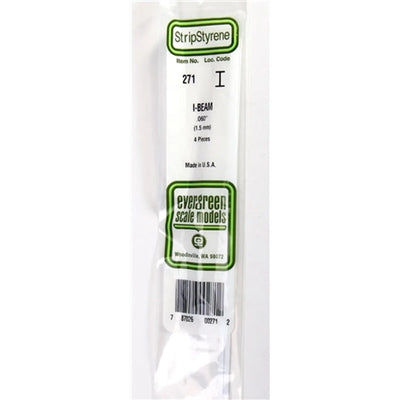 Evergreen Scale Models 271 Poutre en styrène .060" (1,5 mm) 4 pièces NIB