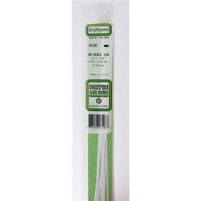 Evergreen Scale Models 8108 Styrene Strip .011 x .090" (0.28 x 2.29mm) 10 strips NIB