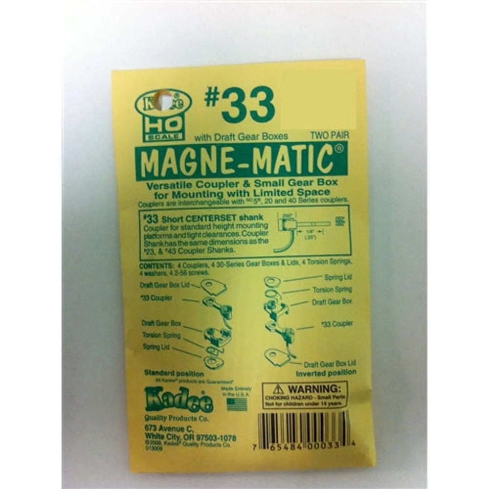 Kadee #33 HO Coupleur Magne-Matic Polyvalent et Petite Boîte d'Engrenage pour Montage avec Espace Limité Court 1/4" Centerset avec Boîtes d'Engrenage #233 2 Paires