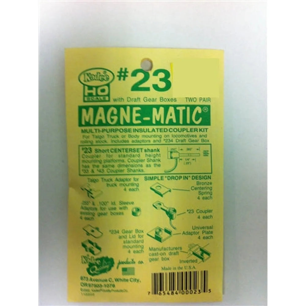 Kadee #23 HO Magne-Matic Kit d'attelage isolé polyvalent Court 1/4" Centerset avec boîte d'engrenage #213 et #234 et adaptateurs de bogie Talgo 2 paires