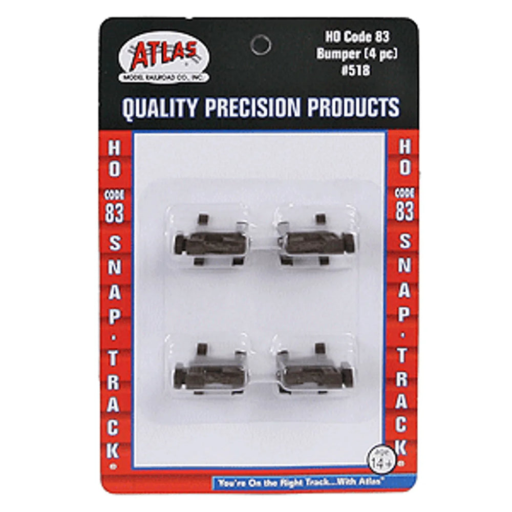Atlas 519 HO Bumper Fits Code 83 Track (Sold Separately) Pkg of 4 NIB