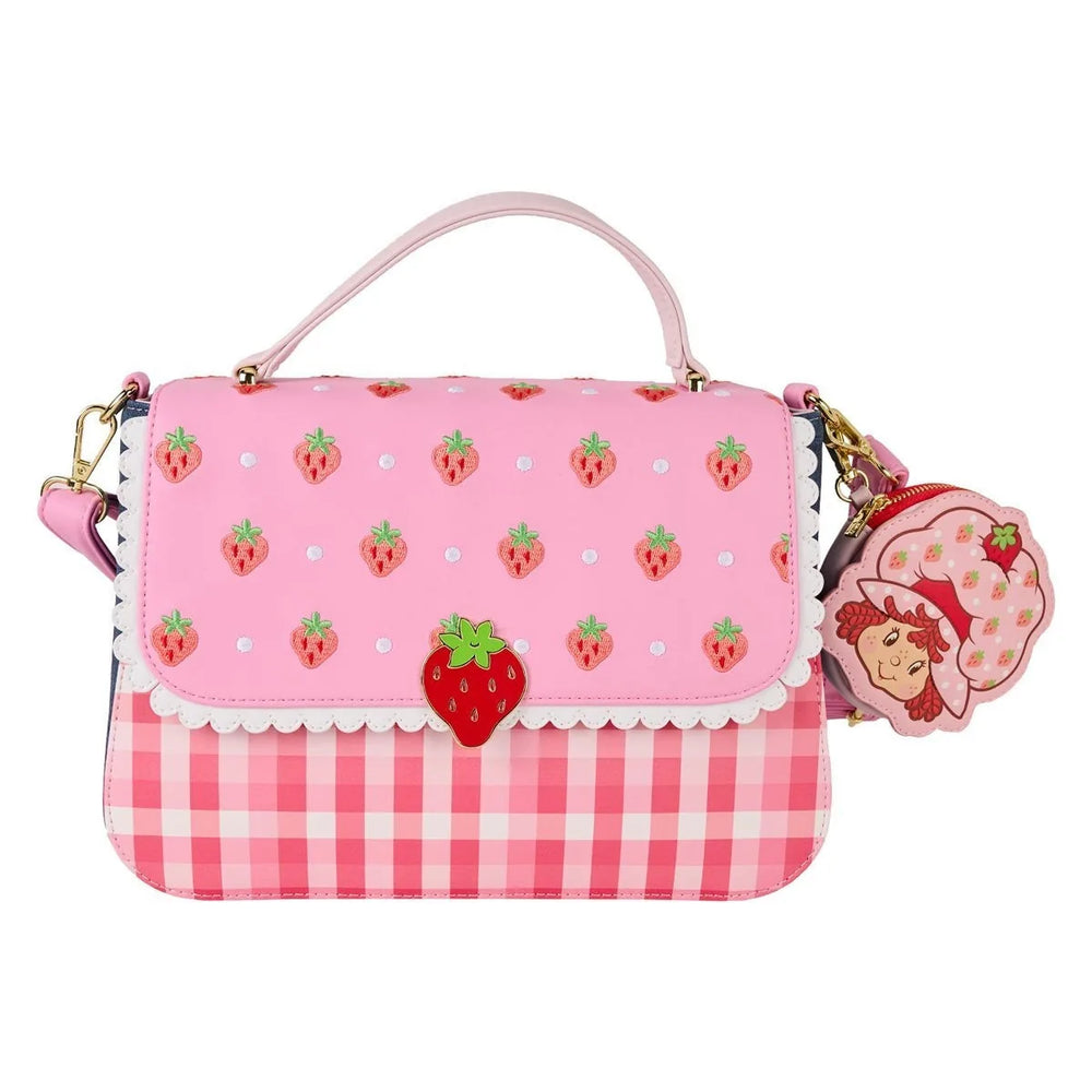 Sac bandoulière à carreaux fraises Loungefly avec pochette assortie