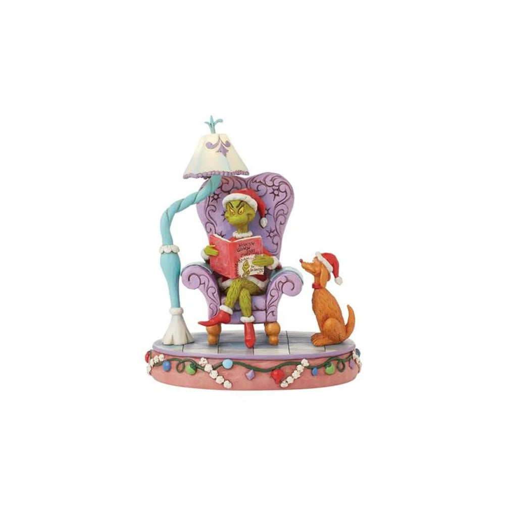 Comment le Grinch a volé Noël - Le Grinch dans son fauteuil avec Max et la lampe Jim Shore