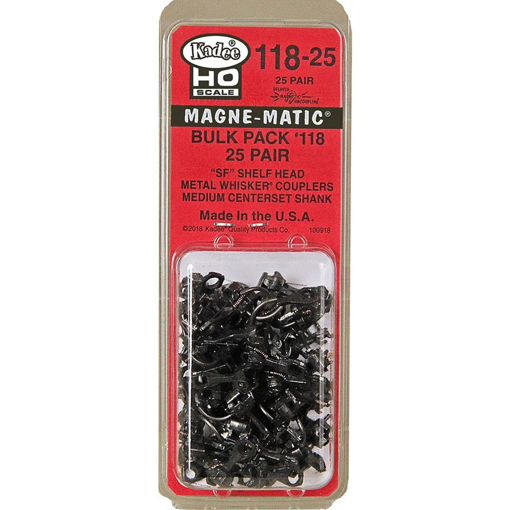 Kadee #118 25 Paires HO Magne-Matic Paquet en Vrac "SF" Tête d'Étagère Tige Moyenne 9/32" Centerset Attelage Échelle Whisker