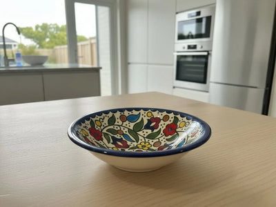 Handcrafted Ceramic Serving Bowl 7" Hand Made Palestine