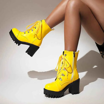 Bottes mi-mollet en cuir verni pour femme – Style équestre à talon haut, tendance