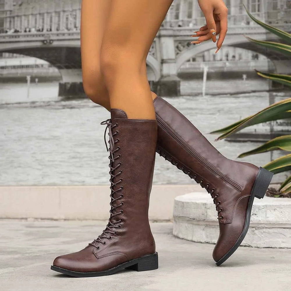Women's British Style High-Top Boots – Side-Zip Sweet Fashion Ankle Boots