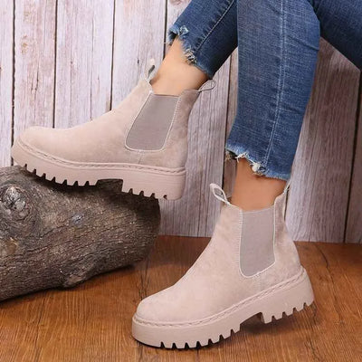 Bottines Mode Femme – Bottes Martin Classiques en Cuir PU Style Décontracté