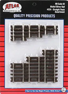 Atlas HO Code 83 Voie Snap Track Sections Droites, Assortiment de 10 pièces