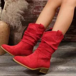 Bottines pour femmes à bout pointu en suède – Bottillons en PU ajouré avec semelle en caoutchouc