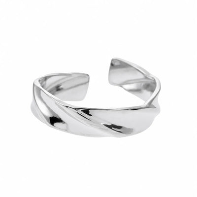 ELIAS Argent (Or Blanc) : Bague Moderniste aux Formes et Textures Uniques