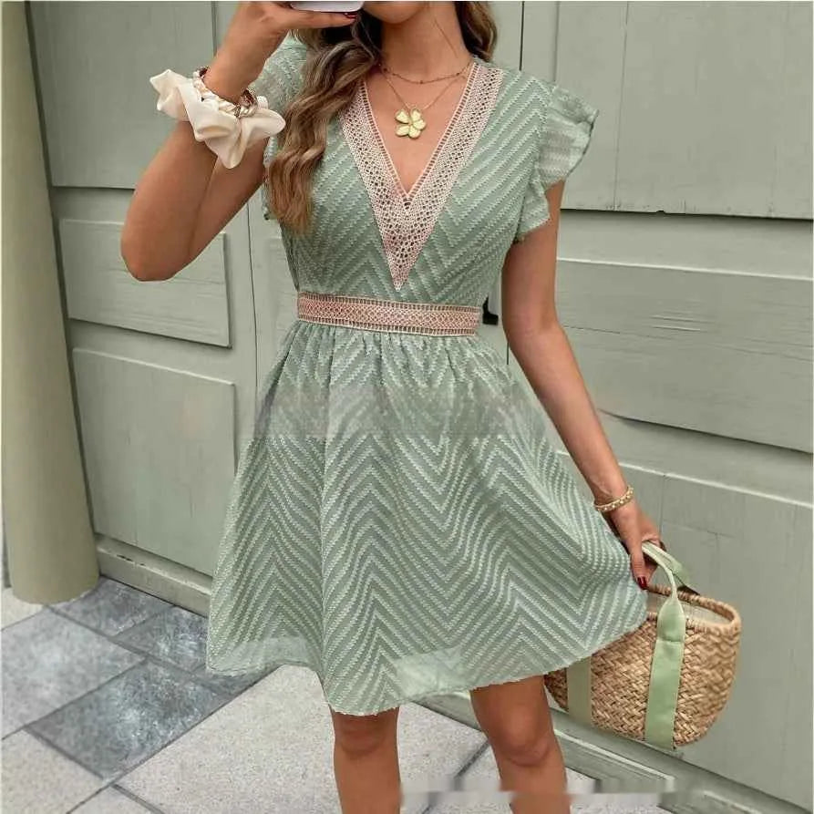 Robe d'été en soie glacée pour femme – Mode décontractée légère à manches courtes