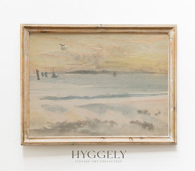 Impression d'art paysage côtier vintage L0103