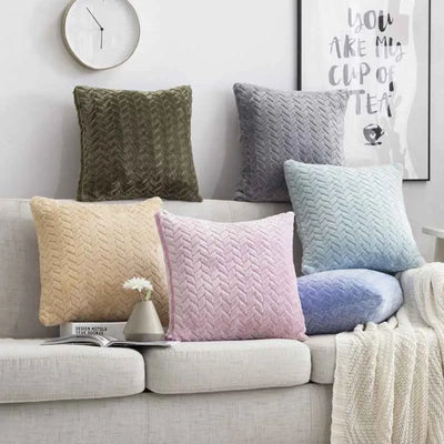 Housse de coussin en flanelle nordique – Douce taie d'oreiller unie pour la décoration intérieure