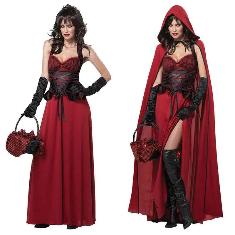 Ensemble de costume de jeu d'Halloween pour femmes – Tenue de cosplay en polyester avec châle, jupe et gants