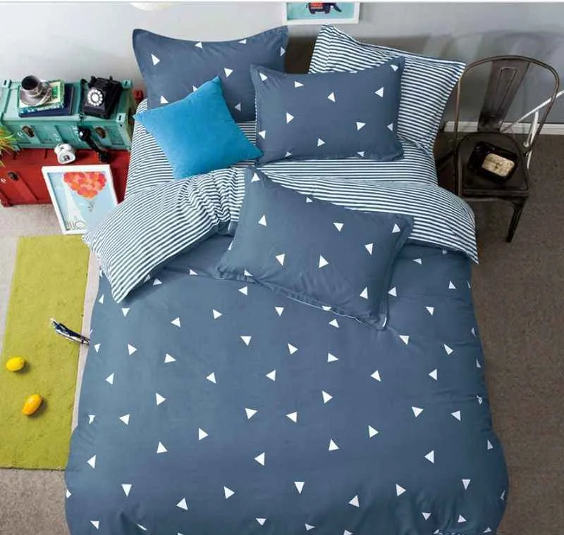 Ensemble de literie 4 pièces en velours diamant – Housse de couette et parure de lit à motif géométrique