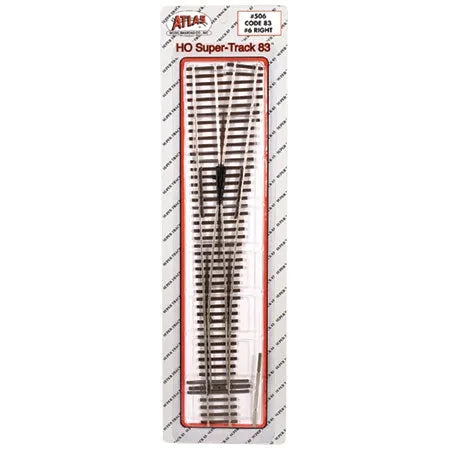 Atlas HO Code 83 Super Track #6 Right Hand Turnout Brown Ties Nickel Silver