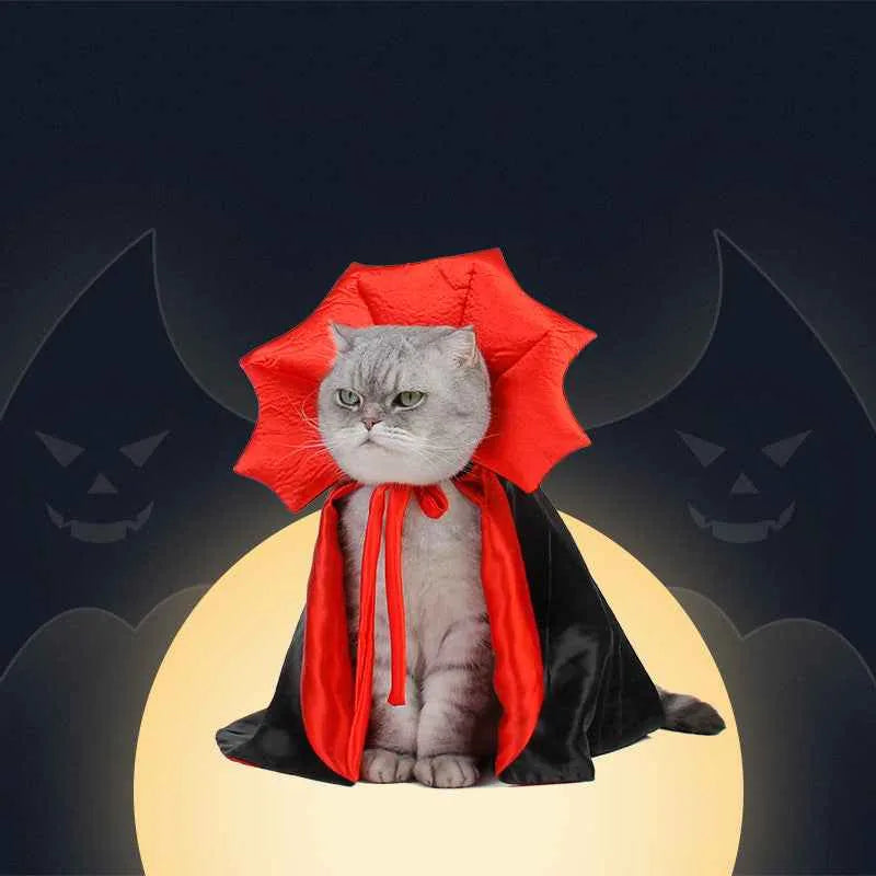 Déguisement d'Halloween pour chien et chat – Cape de roi vampire avec motif noir sinistre