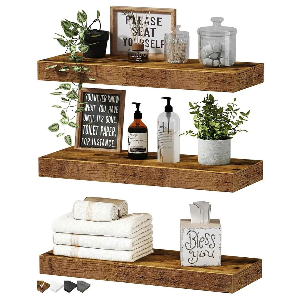 Étagère Murale Flottante – Étagère de Rangement en Bois ou Bambou pour Salon, Chambre et Décoration Intérieure