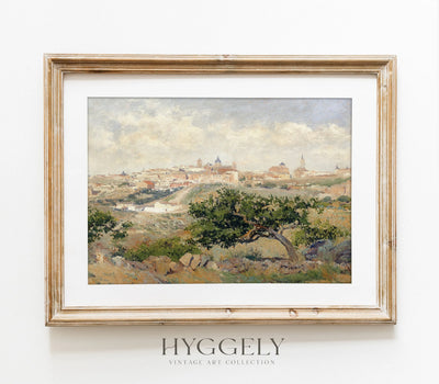 Impression d'art paysage de village vintage L0144