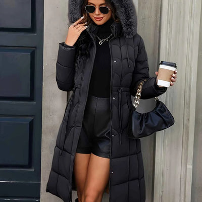 Women's Thickened Cotton-Padded Coat with Detachable Faux Fur Collar