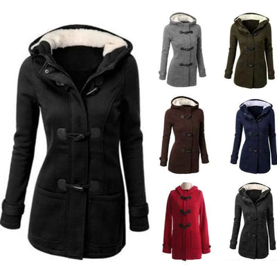 Manteau-chandail matelassé en coton à capuchon pour femmes