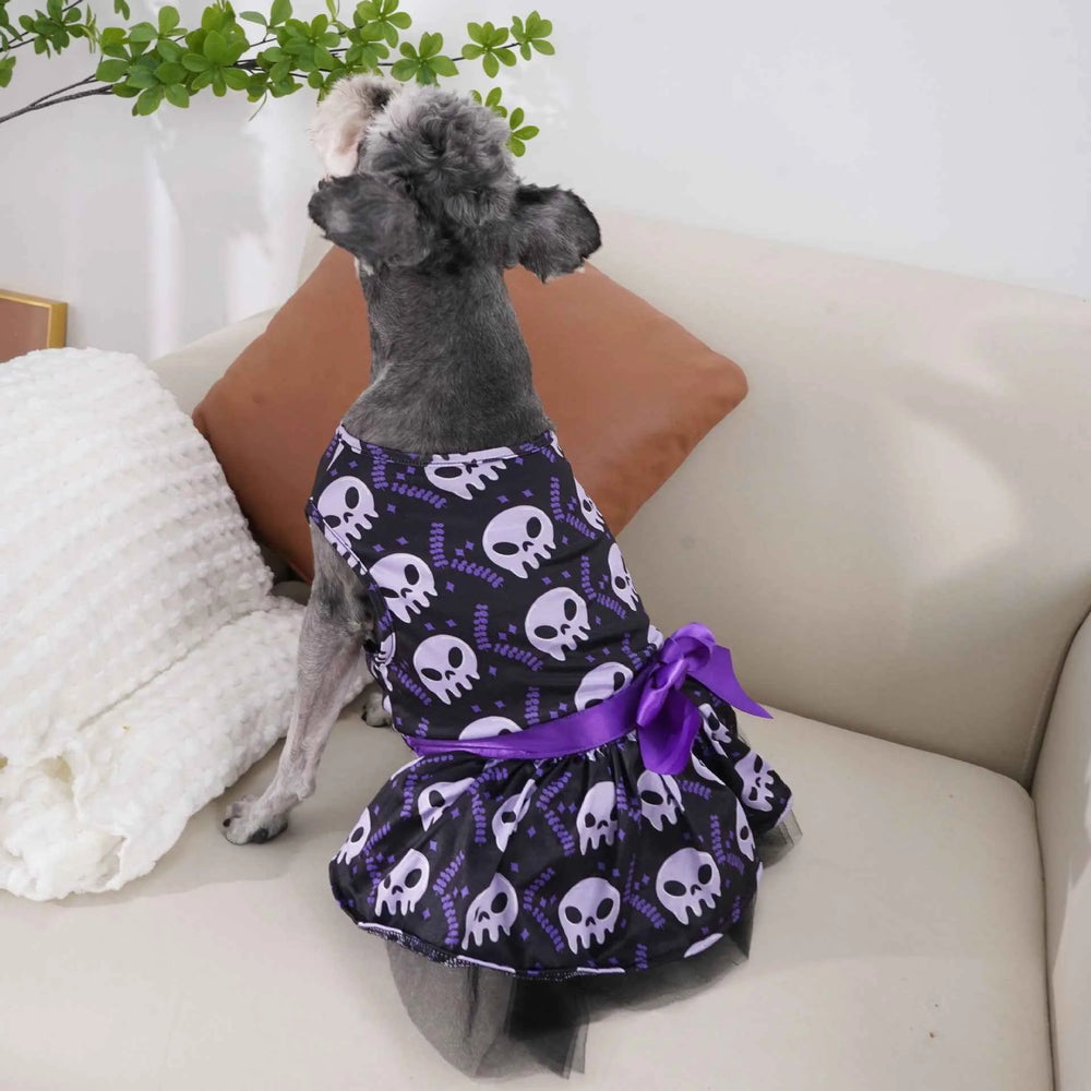 Cape de costume d'Halloween pour chien – Costume en polyester coloré avec tête de mort pour chiens