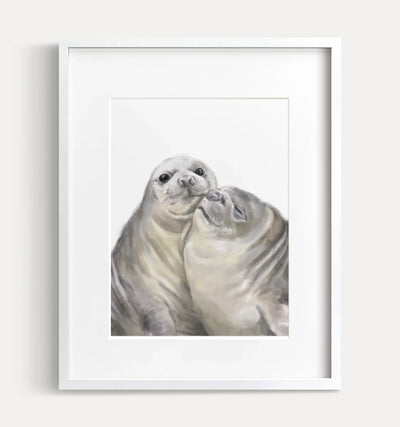 Seal with A Kiss Art Print:  Anniversary Gift for Animal Lovers
