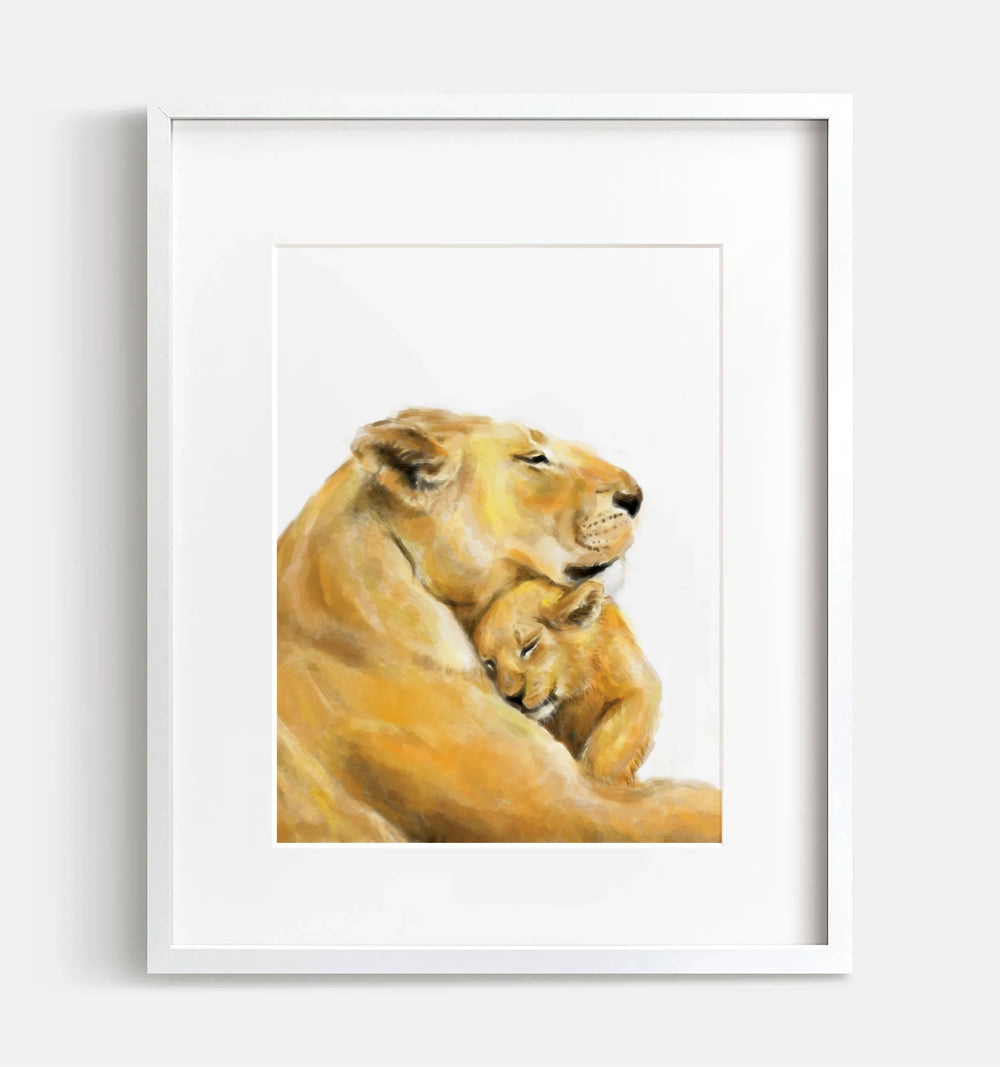 Impression d'art : Maman lion et son petit