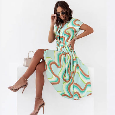 Summer Printed Short-Sleeve Women's Dress