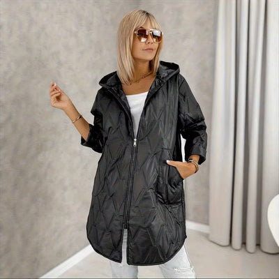 Plus-Size Women's Mid-Length Hooded Warm Relaxed-Fit Coat