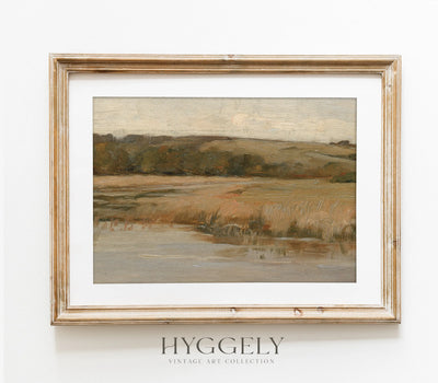 Impression d'art paysage d'automne vintage chaud L0125