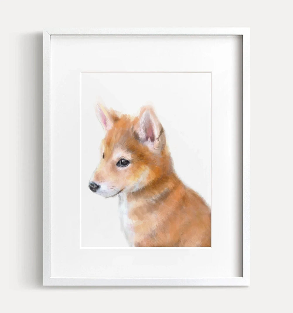 Shiba Inu Puppy Dog Art Print: Original Watercolor Painting