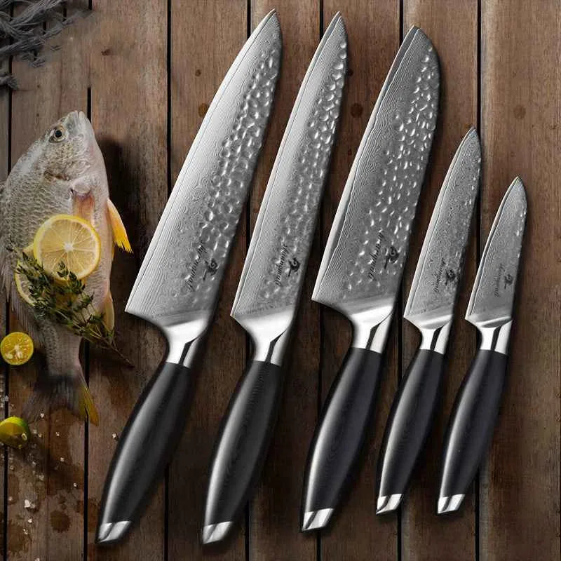 Ensemble de 5 couteaux de cuisine en acier inoxydable – Couteau de chef moderne et ustensiles de cuisson