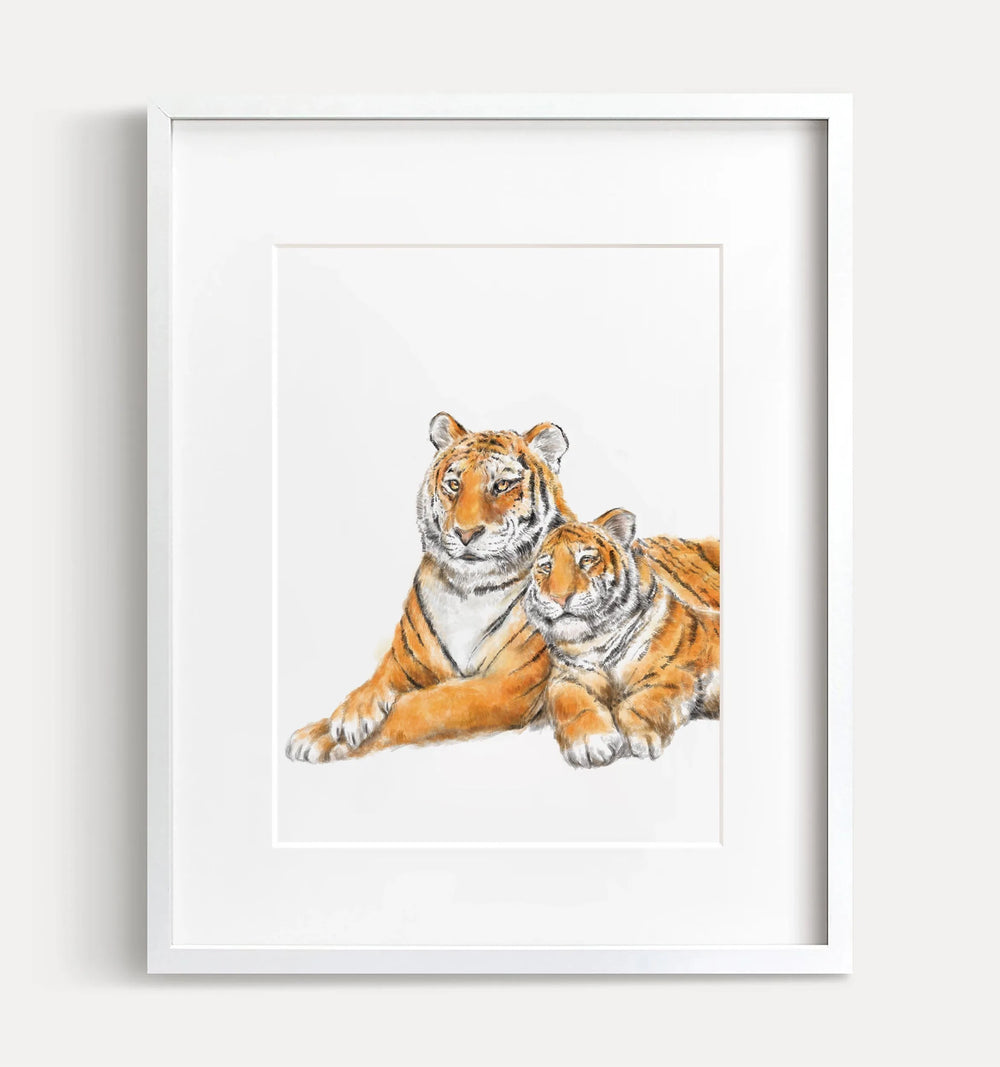 Tiger Mom and Baby Art Print